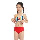 Girls′ Split in Stock Red Striped Children′s Swimming Costume Swimwear