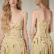  New Design Linen Crease Casual Waist Square Collar Halter Women′s Dress