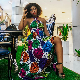  Wholesale Fashion Custom African Kitenge Dress Designs Plus Size off-Shoulder 100% Cotton Women Maxi Dress