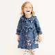  Girls Cotton Lovely Design Sweet Dress Soft and Comfortable Long Sleeve Wholesale Baby Denim Dress for Spring and Autumn