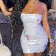 2023 New Arrival Sparkly Strapless Backless Print Mini Dress