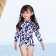 New Children′s One Piece White Long Sleeve Sunscreen Swimwear