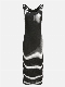 Women Sleeveless Black White Striped Knit Cotton Bodycon Dress
