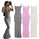  Custom Logo Skims Dress Dupes Long Dress Bodycon Lounge Women Maxi Basic Sleeveless Spandex Soft Lounge Slip Dresses