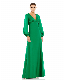 Striking V-Neckline Long Sleeve Maxi Solid Women Evening Muslim Party Dress