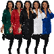  L287937 Solid Sequin Loose Turndown Neck Shirt Dress Wholesale Clothes Women Dresses