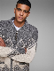  Men Mock Neck Long Sleeve Fashion Wool Zipper Cardigan by Jackquard