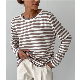  OEM Custom Long Sleeve Women Striped Knit Pullover Sweater