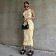  OEM Custom Women Spring Sexy Solid Sleeveless Knitted Bodycon Dress