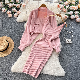 Custom Winter Sweater Cardigan Dress Women Ladies 2-Piece Knit Set