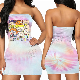 L287958 Cartoon Positioning Print Strapless Nightclub Dress with Rubber Band