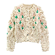 OEM Basic Customization Women Embroidered Knitted Sweater Coat Cardigan