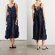  Elegant Fitted Bright Pleated MIDI Linen Zipper Ruffled Trim Dress for Women