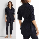  Custom Bulk Waist Cinching Casual Linen Elegent Button up Long Sleeve Tops