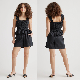Women′s Pleated Halter Square Collar Casual Trim Waist Ruffled Tops