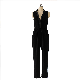 Black Sexy Ladies Clothes Girl Women Woven Sleeveless Long Jumpsuit with Lace Panel manufacturer