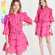  Fashion Summer Custom Clothes Latest New Design Women Lady Elegant Clothing Wholesaler Scalloped Lace MIDI Casual Dresses
