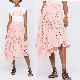 High Quality Casual Fashion Women Asymmetric Hem Broderie High Waist Lady Skirt