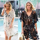  Hot Selling Lace Beach Bikini Gown Sexy V Neck Vacation Sun-Protective Clothing