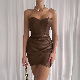  Women Sexy Hot Bustier Fit Side Shirring PU Party Dress