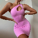  Summer New Arrival Sexy Keyhole One Shoulder Fitted Knit Ladies Dress