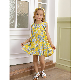  Floral Pattern Children Clothes Yellow Soft Cotton Little Girl Summer Dress