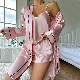  Custom Silk Home Textile Sleepwear Robe Cami Pants for Ladies All Seasons Pajamas