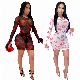 L287940 Sexy Perspective Mesh Lips Print Nightclub Dress Lady Fashion Dress manufacturer