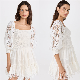  OEM Accept Summer Women Fashion Clothing Wholesale Casual Smocked Dress with Scalloped Edges