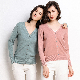  New Lightweight Pure Color V-Neck Ribbed Knitted Cashmere Wool Cardigan for Women