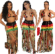  Ladies Sexy Halter Backless Hollow See Through Crochet 2 Pieces Bra Dress