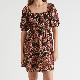  OEM Elegant Casual Puff Short Sleeve Floral Printed Dress