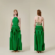 New Design Women′s Hanging Neck Backless Sleeveless Waist Button Design Dress