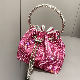 Metal Ring Jackhammer Bag Shiny Full Drill Bucket Bag Women′s Handbag