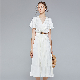  MIDI Long Slit Skirt Chiffon V Collar Clothing Dresses for Women