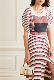  Women Fashion Striped Ribbed Silk and Cotton-Blend Clothing MIDI Dress