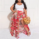  SJ-DPS2308 Plus Size Large size cross-border fashion women′s sexy beach seaside vacation irregular loose skirt suit