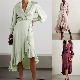  Women Casual Elegant Silk Satin Dress Styles Solid Satin Casual Dress
