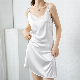  Customized Summer Satin Dress Long Sexy Strap Night Club Silk Slip Dress