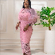Lantern Sleeves High Waist Split Party Dress Night Bandaged Evening Dresse