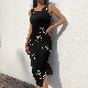  O Neck Knitted Bodycon Dress Women Summer Backless Sleeveless Beach Sexy MIDI Party Flower Knit Dress
