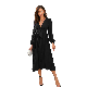  2023 Summer Womens V Neck Long Sleeve Chiffon Tie Waist Formal MIDI Dress