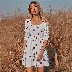  Fashion Chiffon Dresses High Waist Doll Skirt Black and White Polka DOT Dress Ladies Knee-Length Summer Casual Dress