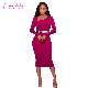 Yasmin Magenta Jeweled Waist Long Sleeve Maxi Night Dress manufacturer