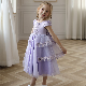  Summer Tulle Satin Fabric Little Girl Princess Dress for Kids with Bow Knot