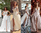 Long Sleeves Bridal Gown Lace Bodice Beach Wedding Dress H13905