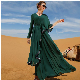  Dark Green Double Chiffon Sequins Irregular Dress, Show Thin White Net Red Long