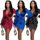  Female Fashion Long Sleeve Ladies Casual Slim Pencil Dress