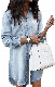  Women Denim Long Sleeve Distressed Jean Button Down Casual Tunic Top Dress