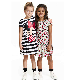  Customized Hot Sale 100% Cotton Striped Printing Design Short Sleeve Kids Dress